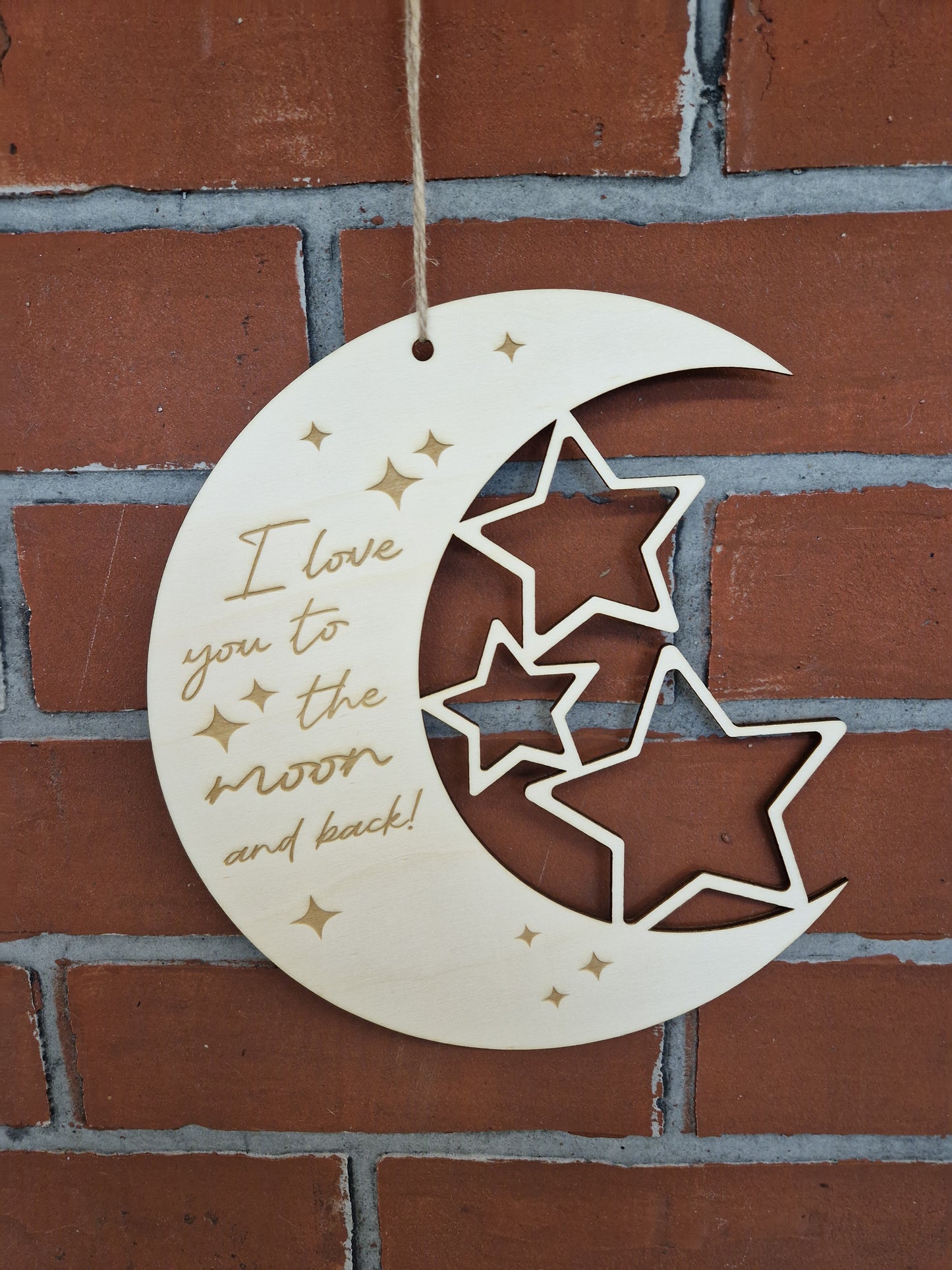 Wand Auhänger Mond und Sterne für Kinder aus Holz