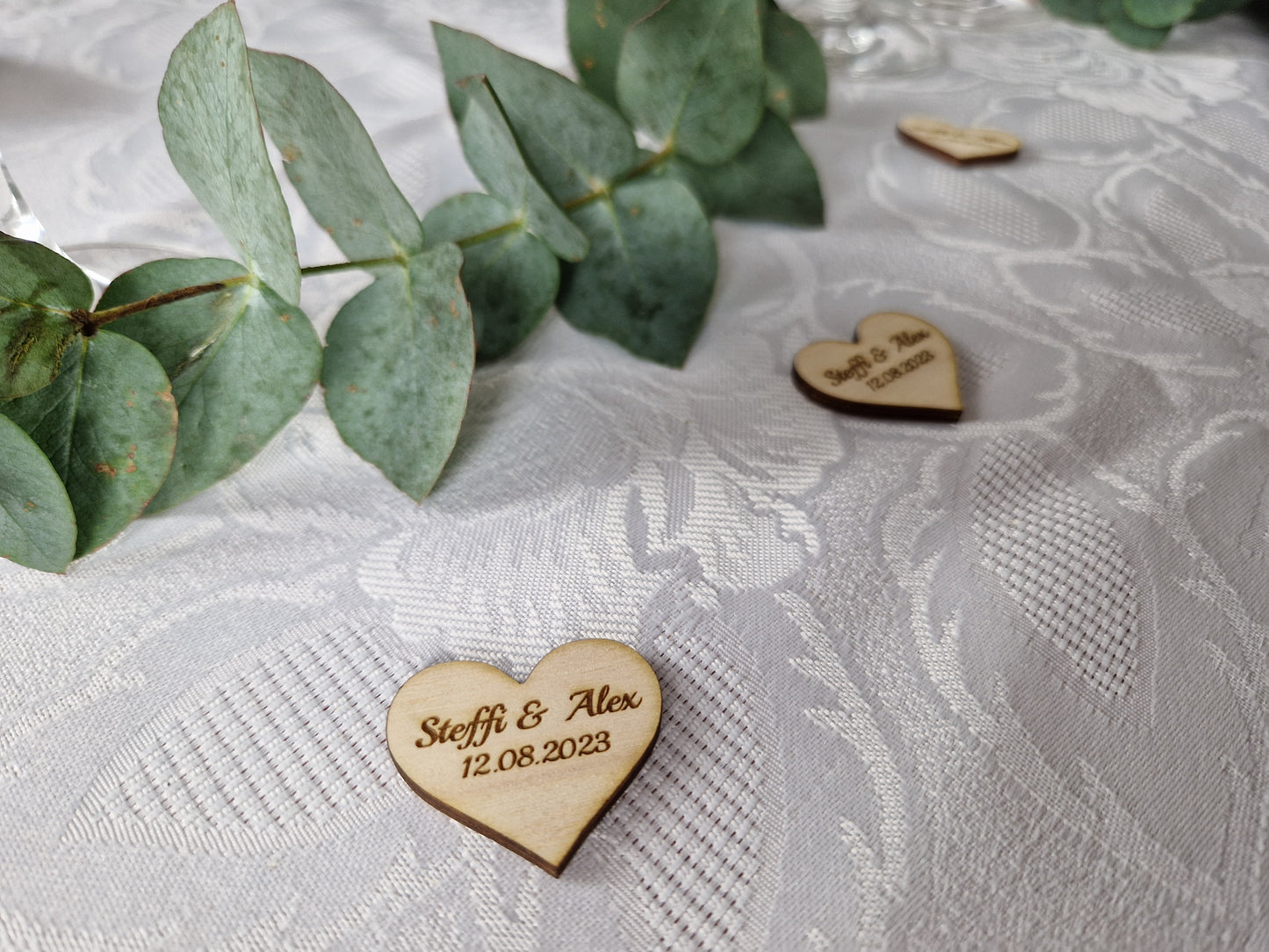 Holz Herzen personalisiert für Hochzeit Taufe Kommunion Konfirmation