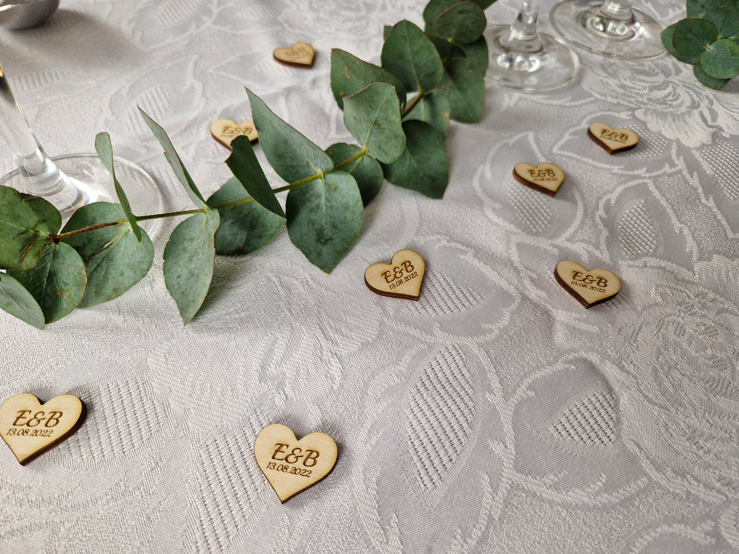 Holz Herzen personalisiert für Hochzeit Taufe Kommunion Konfirmation