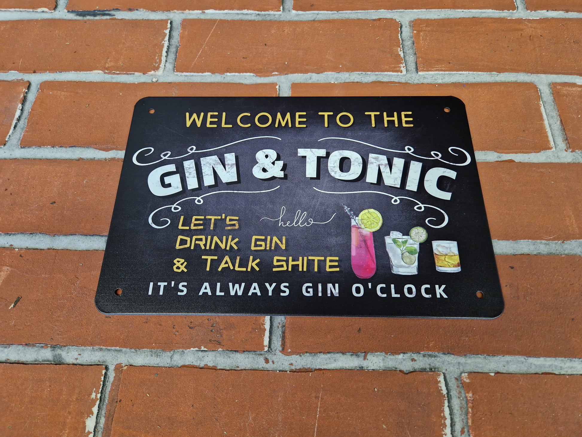 Gin Bar Alu Schild für Bar oder Hochzeit