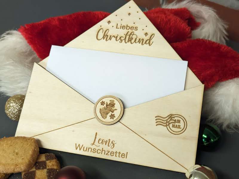 Magischer Wunschzettel-Halter aus Holz: Personalisierbar für Weihnachten