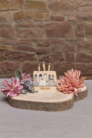 Geldgeschenk, Geschenkidee, Verpackung Personalsierbar, Geschenk aus Holz für Geldscheine Torte mit Kerzen
