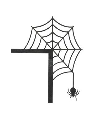 Halloween Türdeko mit Spinnennetz und Spinne schwarz freigestellt