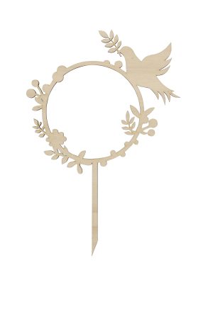 Personalisierte Caketopper für Taufe, Kommunion oder Konfirmation, Name und Taube im Kreis Floral freigestellt