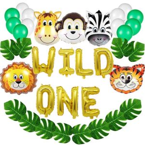 Ballon Set Tiere, Wild one, Tiger, Löwe, Zebra, Affe, giraffe Luftballons, und farbige Luftballons, Mottoparty Tiere, Kindergeburtstag