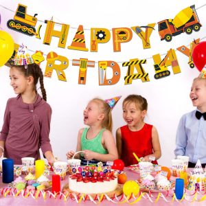 Baustellen Happy Birthday Girlande von Baustellenset für Kindergeburtstag mit Mottoparty Baustelle