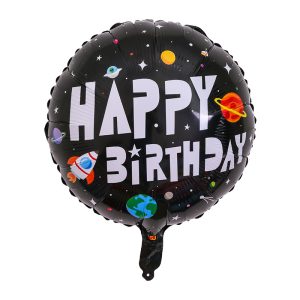 Runder happy Birthday Balloon für Kindergeburtstag Mottoparty Weltall